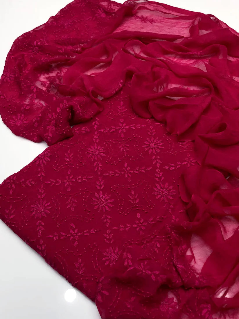 Pakka Boor Handmade Embroidery Chiffon Dress