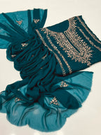 2Pc Unstitched Chiffon Outfit – Handmade Gota Embroidery