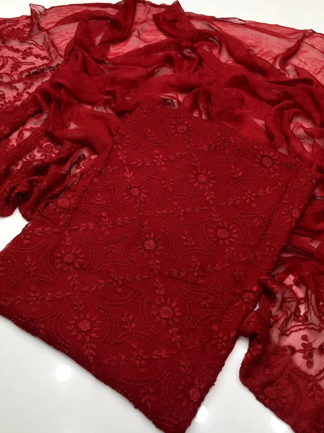 Pakka Boor Handmade Embroidery Chiffon Dress