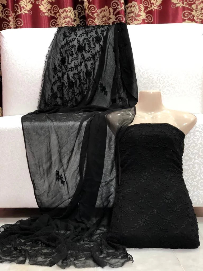 Pakka Boor Handmade Embroidery Chiffon Dress