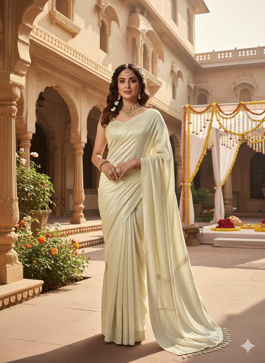 Luxury Korean Shesha Silk Saree – Full Galleter Work (7 Meter)