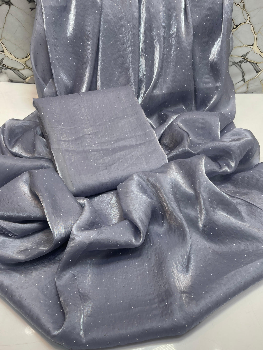 Luxury Korean Shesha Silk Saree – Full Galleter Work (7 Meter)