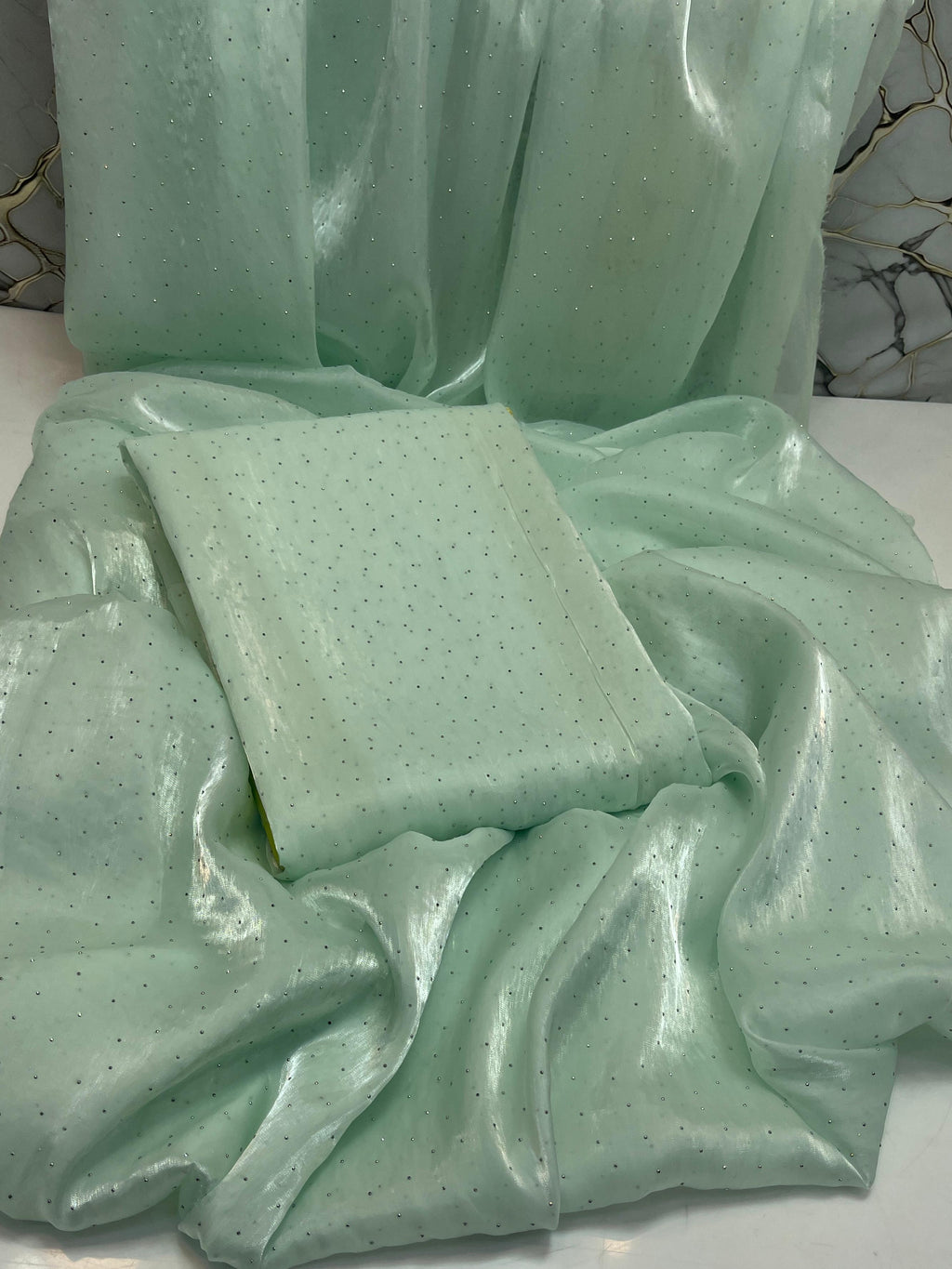 Luxury Korean Shesha Silk Saree – Full Galleter Work (7 Meter)