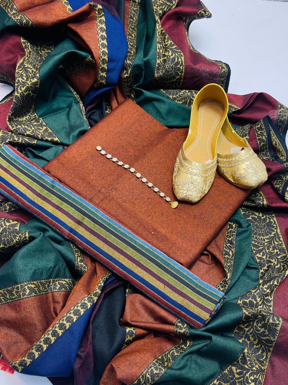 Winter 3PC Khaadi Susi Outfit with Acrylic Fabric & Jacquard Border Shawl