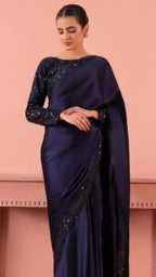 Shamoze Silk Party Saree – 4-Side Sequence Border & Sequence Work Blouse