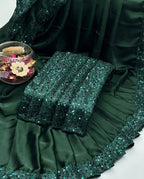 Shamoze Silk Party Saree – 4-Side Sequence Border & Sequence Work Blouse