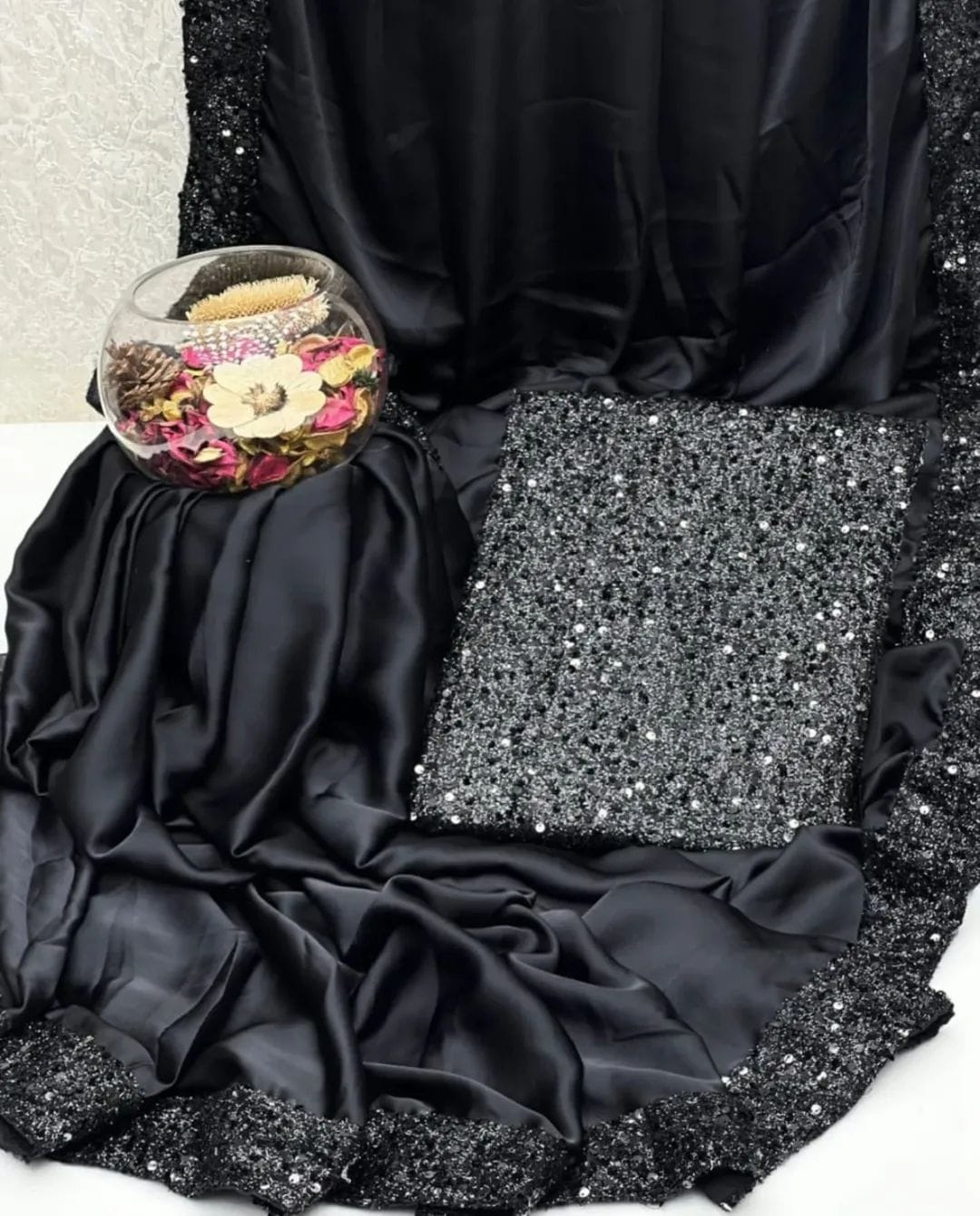 Shamoze Silk Party Saree – 4-Side Sequence Border & Sequence Work Blouse