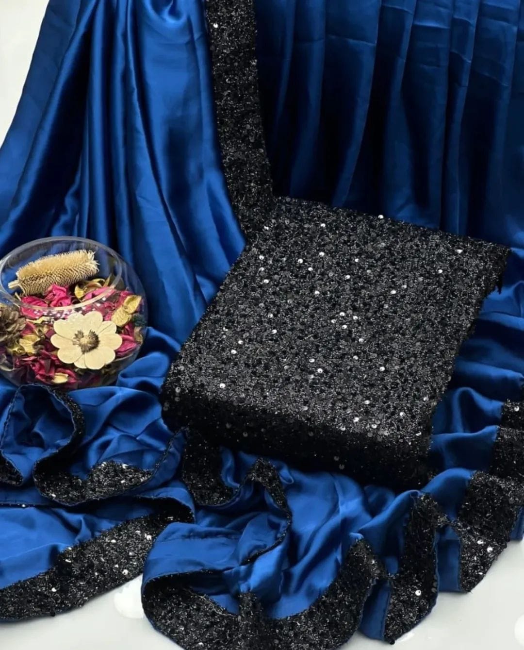 Shamoze Silk Party Saree – 4-Side Sequence Border & Sequence Work Blouse