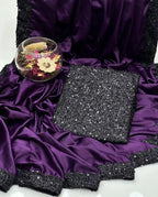 Shamoze Silk Party Saree – 4-Side Sequence Border & Sequence Work Blouse