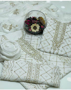 2PC Soft Chiffon Suit – Handmade Golden Mukesh & Booti Work