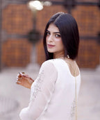 2PC Soft Chiffon Suit – Handmade Golden Mukesh & Booti Work