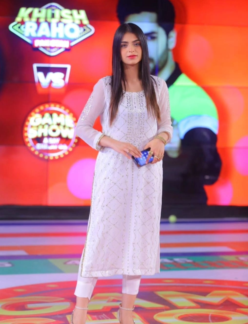 2PC Soft Chiffon Suit – Handmade Golden Mukesh & Booti Work