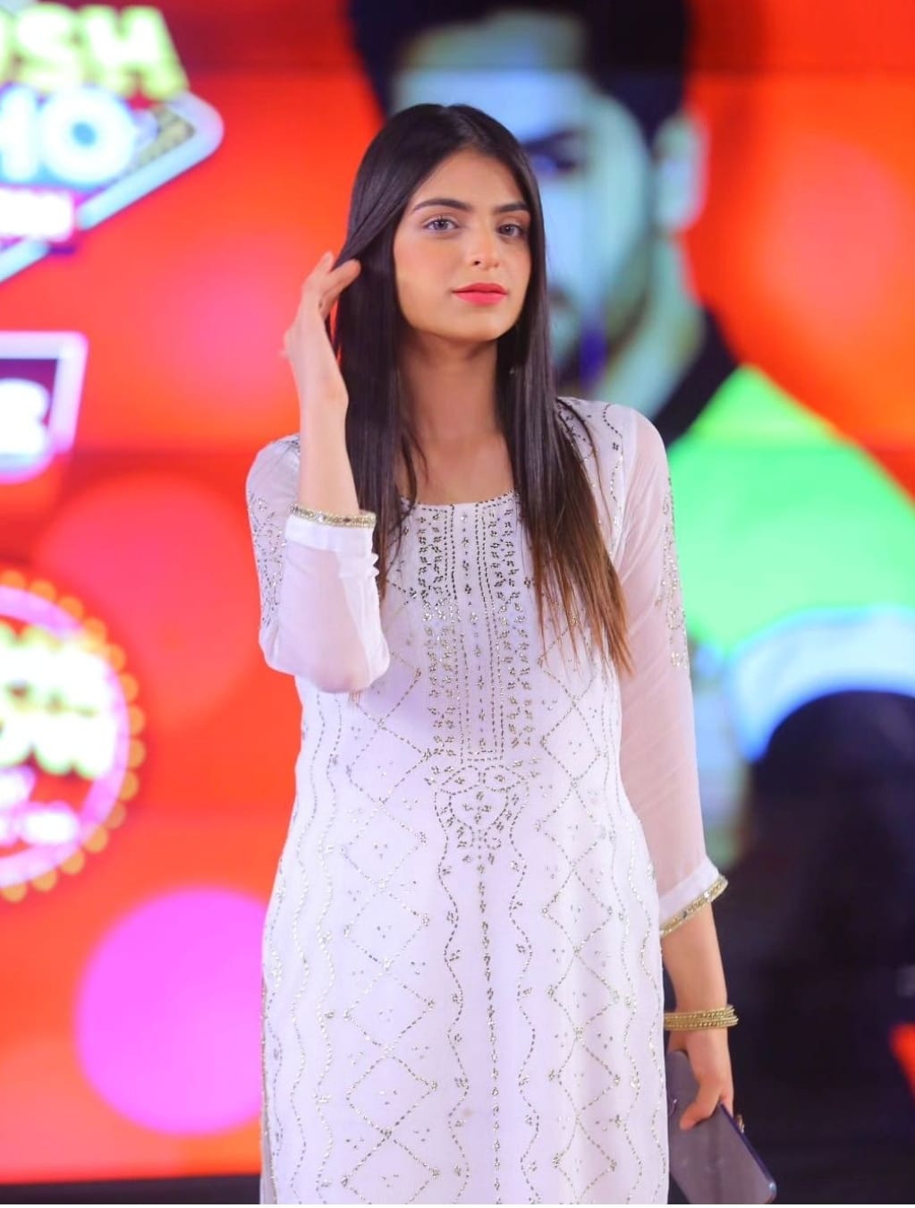 2PC Soft Chiffon Suit – Handmade Golden Mukesh & Booti Work