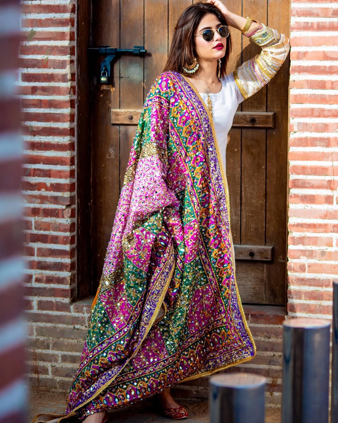 Fancy Dupatta | medium silk | mirror work | Handwork Embellished