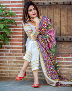 Fancy Dupatta | medium silk | mirror work | Handwork Embellished