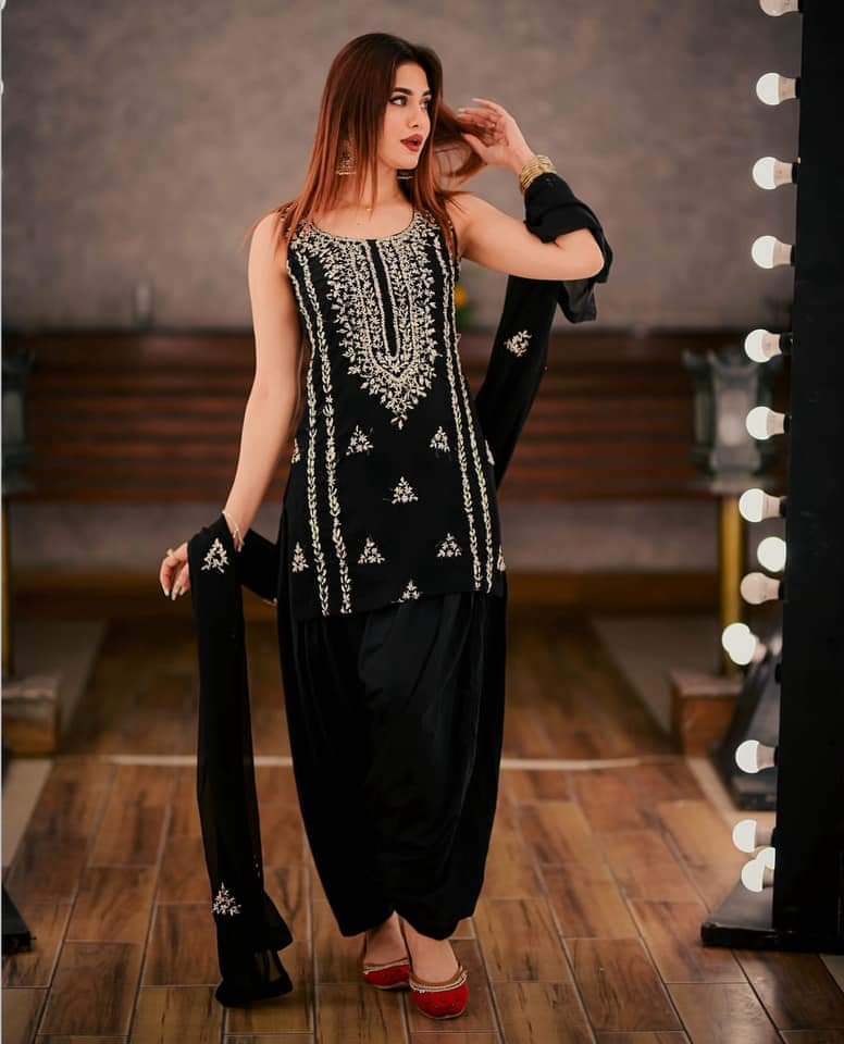 2Pc Unstitched Chiffon Outfit – Handmade Gota Embroidery