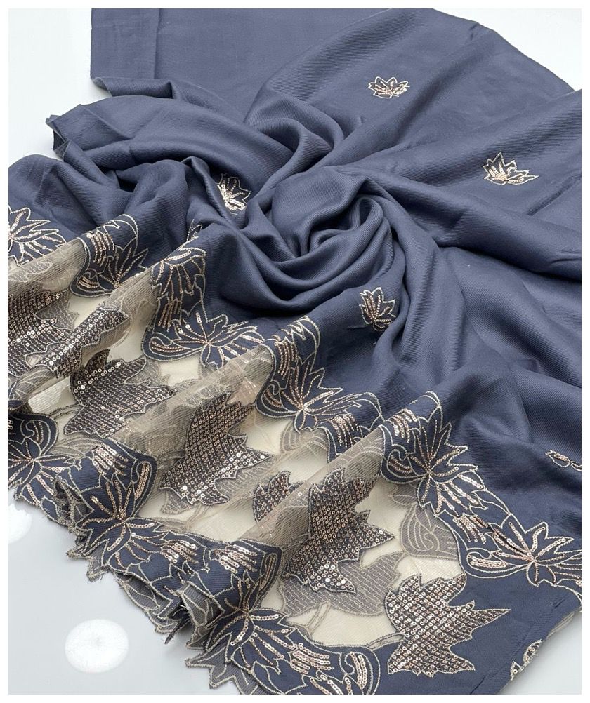 Luxury Pashmina Shawl – Beautiful Sequence & Cut Work Design, Excellent Quality