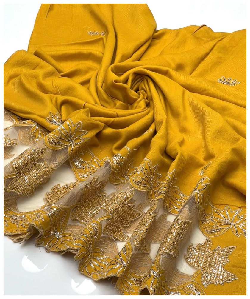 Luxury Pashmina Shawl – Beautiful Sequence & Cut Work Design, Excellent Quality