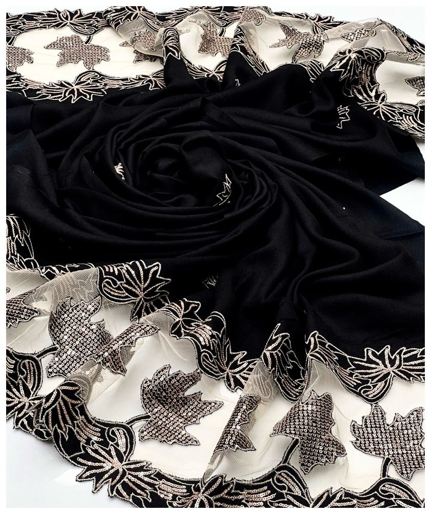 Luxury Pashmina Shawl – Beautiful Sequence & Cut Work Design, Excellent Quality