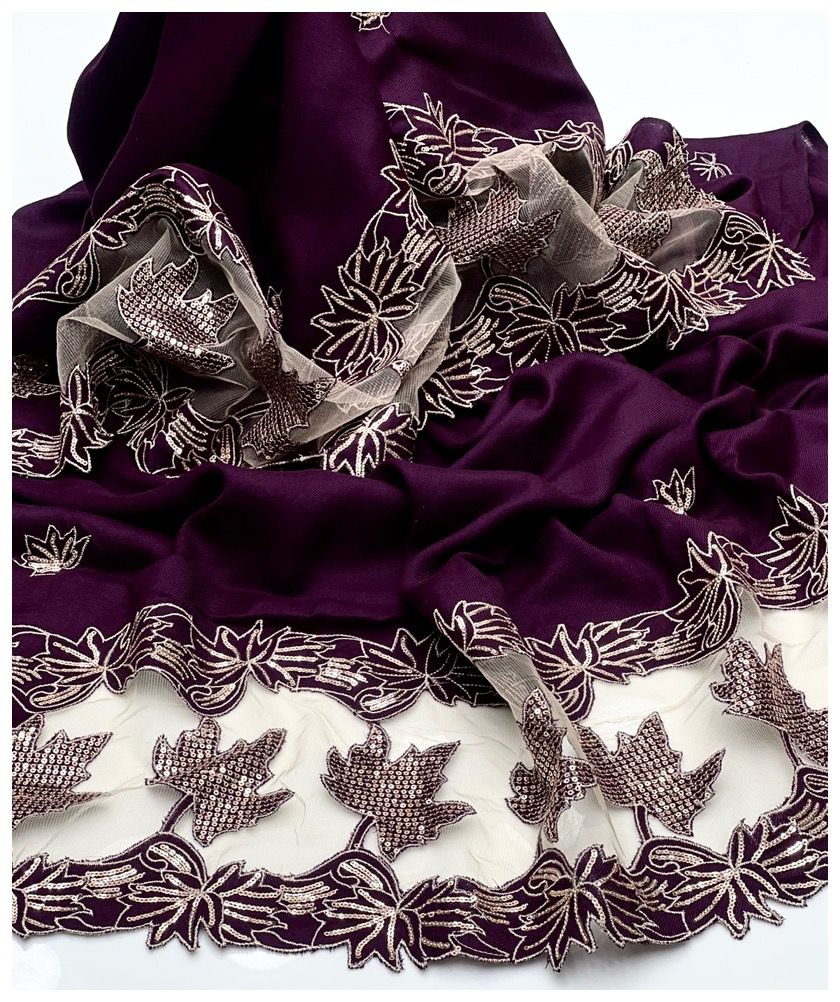Luxury Pashmina Shawl – Beautiful Sequence & Cut Work Design, Excellent Quality