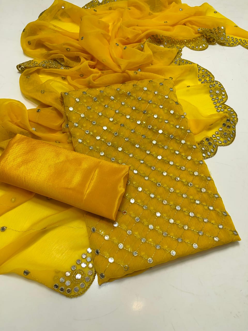 Luxury Premium Stara Pane Work Outfit – Designer Shirt, Trouser & Dupatta