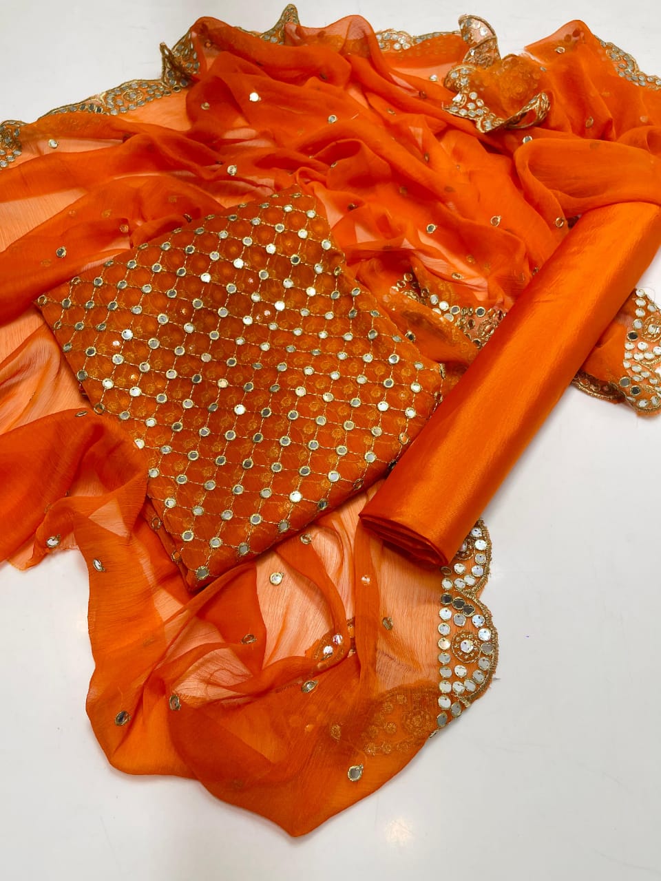 Luxury Premium Stara Pane Work Outfit – Designer Shirt, Trouser & Dupatta