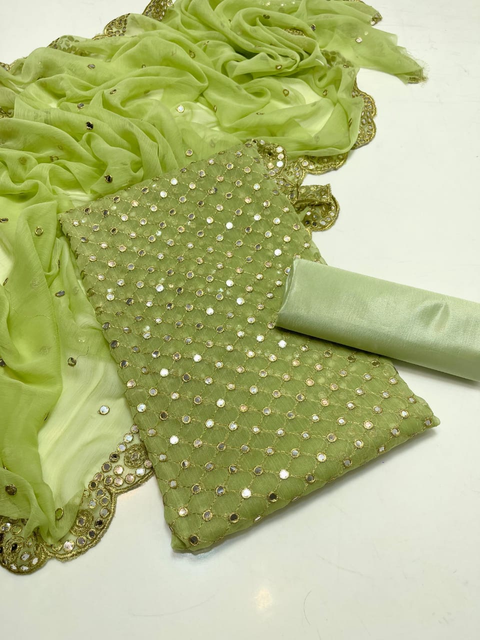 Luxury Premium Stara Pane Work Outfit – Designer Shirt, Trouser & Dupatta