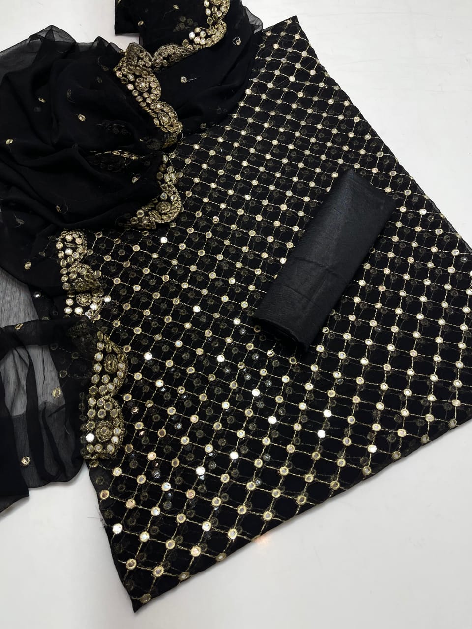 Luxury Premium Stara Pane Work Outfit – Designer Shirt, Trouser & Dupatta