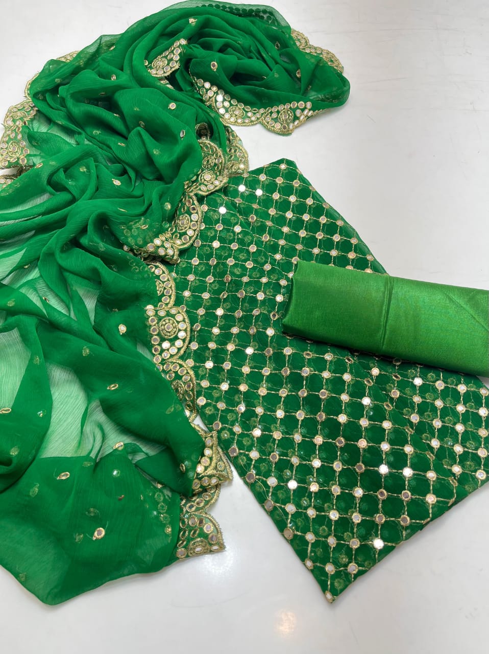 Luxury Premium Stara Pane Work Outfit – Designer Shirt, Trouser & Dupatta