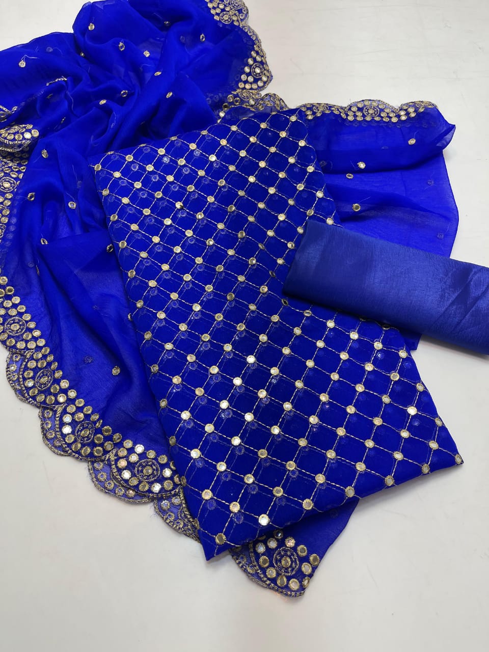 Luxury Premium Stara Pane Work Outfit – Designer Shirt, Trouser & Dupatta