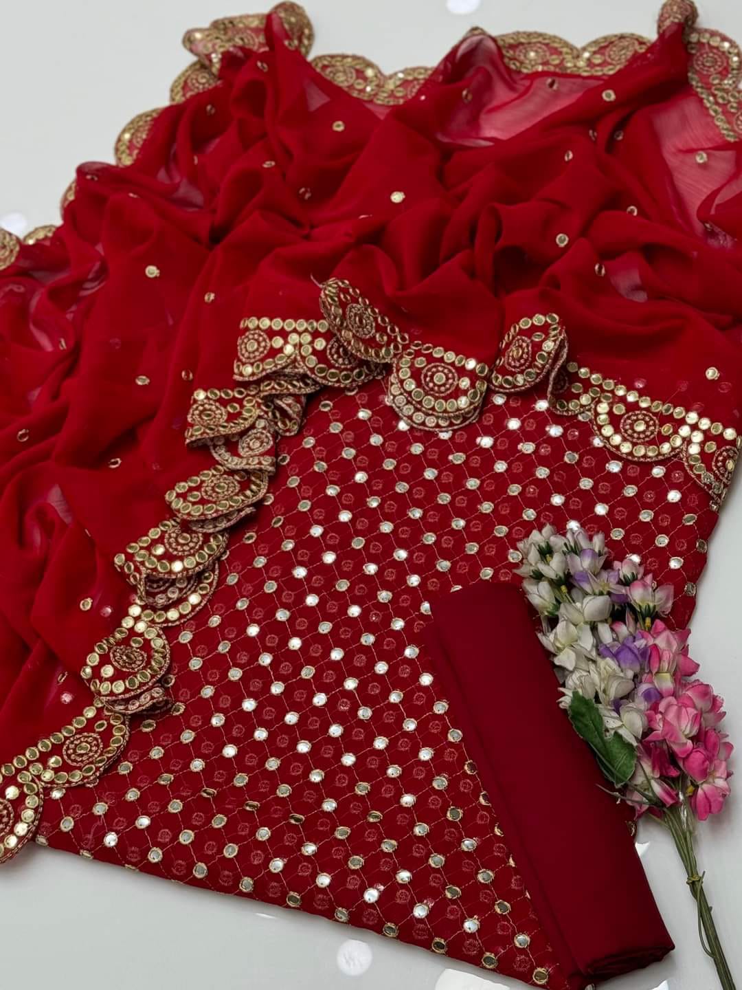 Luxury Premium Stara Pane Work Outfit – Designer Shirt, Trouser & Dupatta