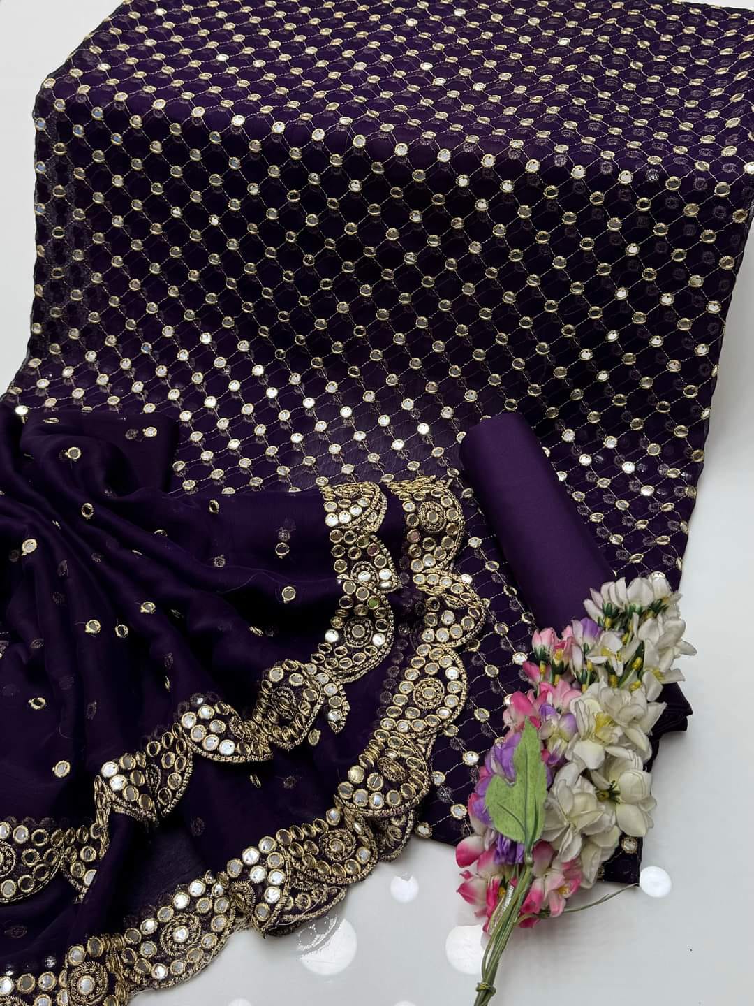 Luxury Premium Stara Pane Work Outfit – Designer Shirt, Trouser & Dupatta