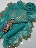 Luxury Premium Stara Pane Work Outfit – Designer Shirt, Trouser & Dupatta