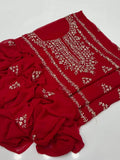 2Pc Unstitched Chiffon Outfit – Handmade Gota Embroidery
