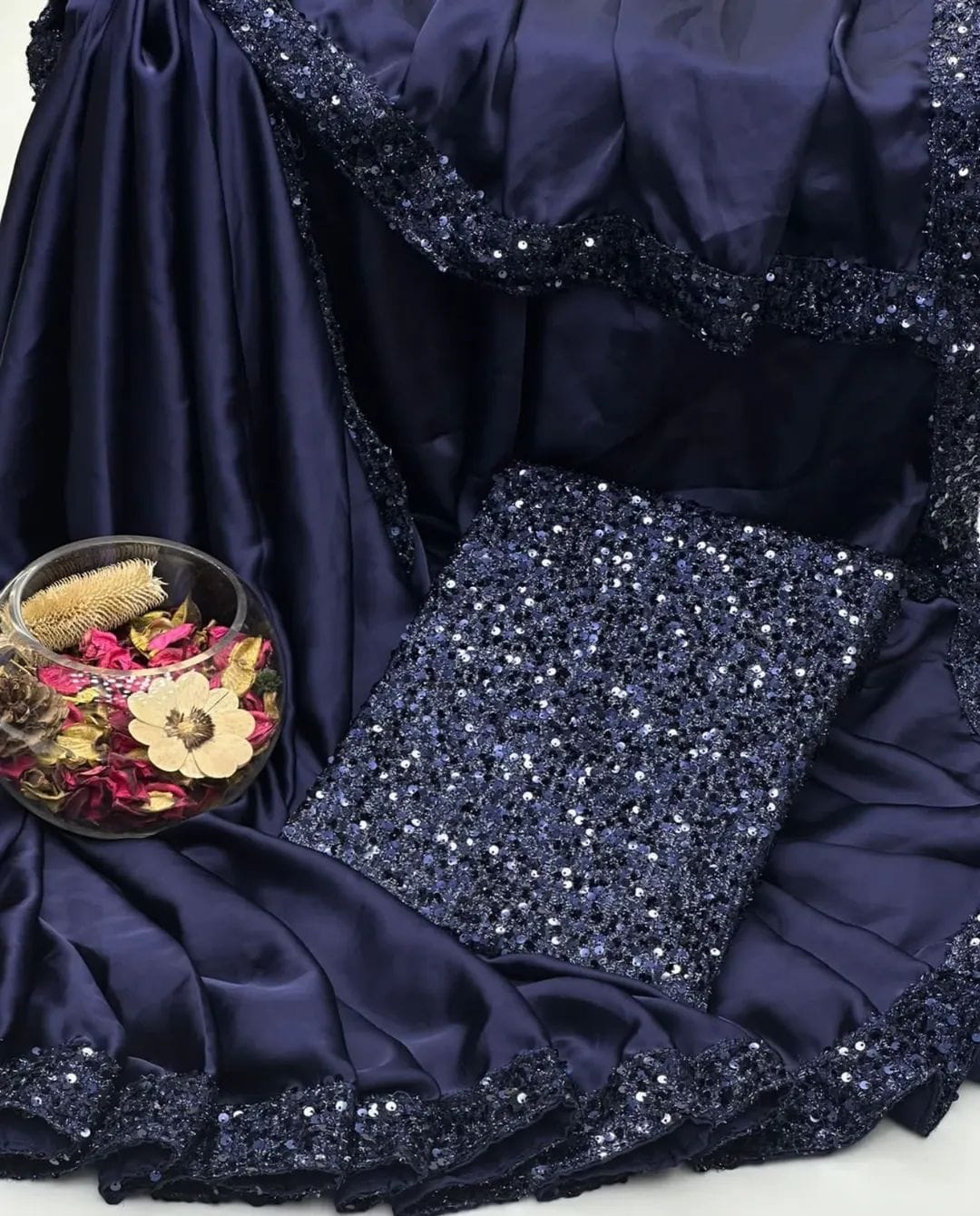 Shamoze Silk Party Saree – 4-Side Sequence Border & Sequence Work Blouse